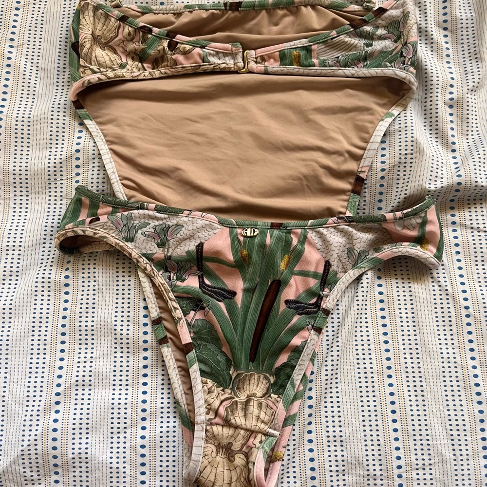 Adriana Degreas NOUVEAU SWAN V-Cut Strapless Swimsuit, L - Picture 5 of 7